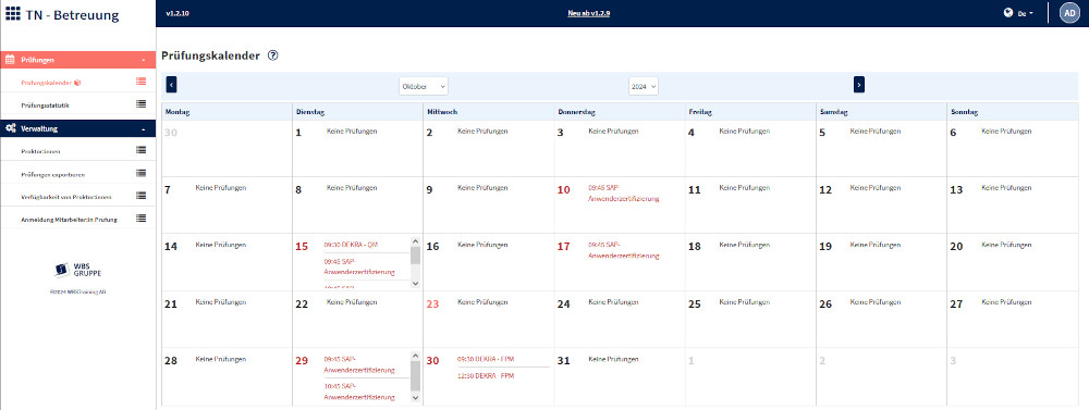 Exam calendar